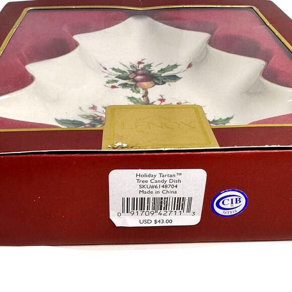 Lenox Holiday Tartan Tree Candy Dish Excellent Condition in Box - Picture 3 of 5